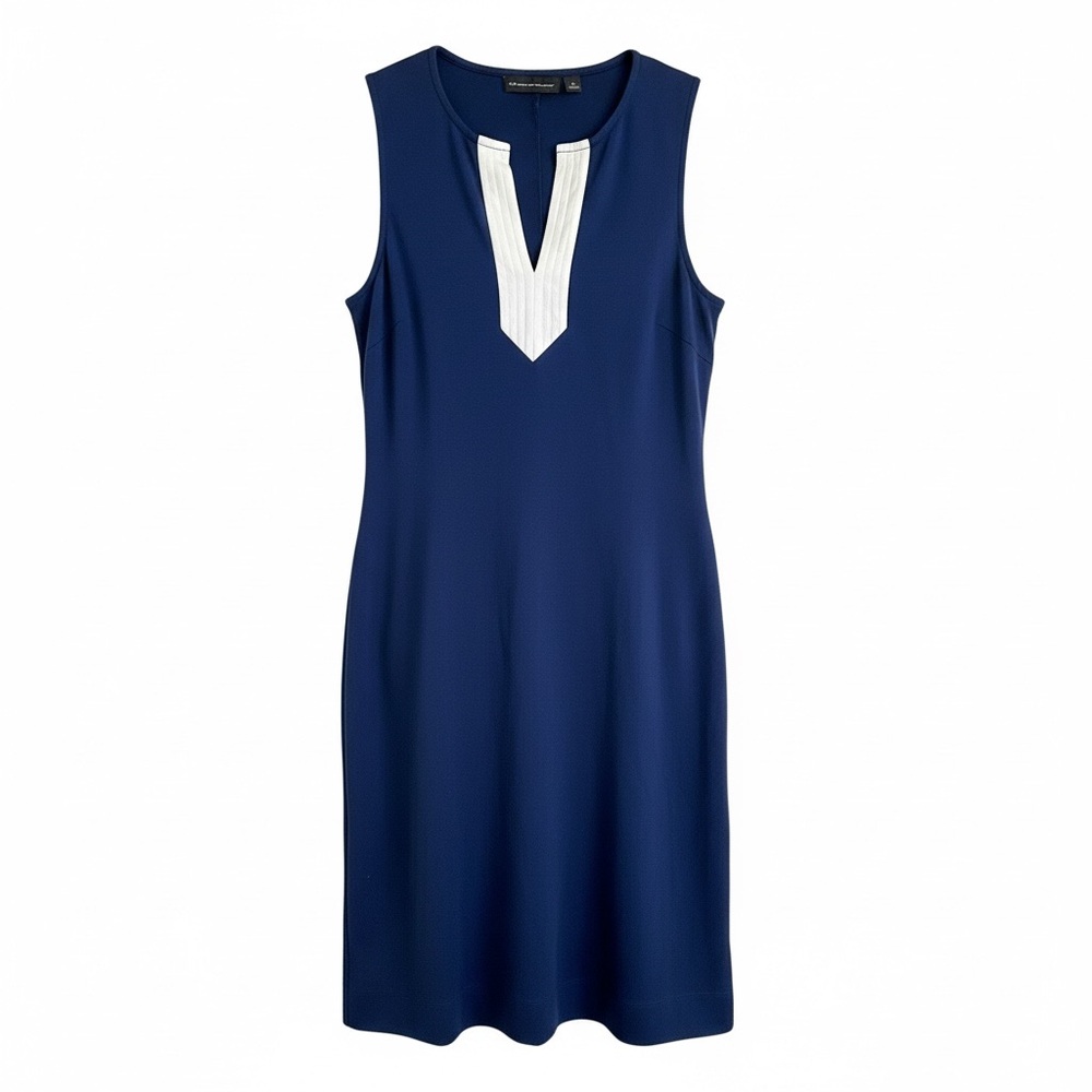 New York & Company Navy Top with V-Stitch Detail